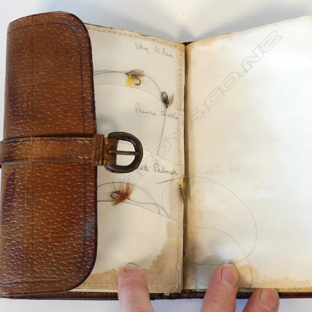 A c.1910 Hardy stitched leather fly fishing wallet Image 1++