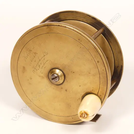 A large Holburn 4½" brass salmon fishing reel