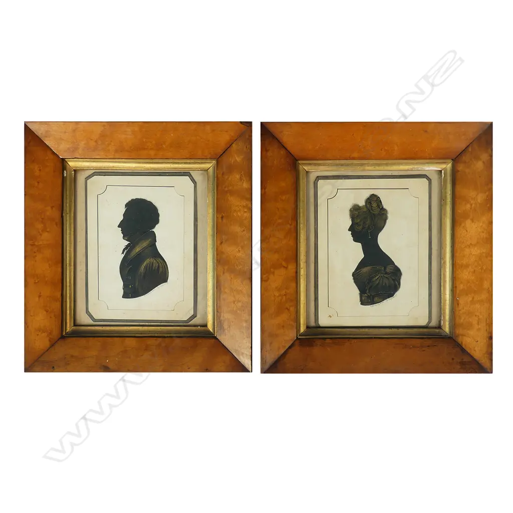 A pair of George IV profile portrait miniature silhouettes Image 1++