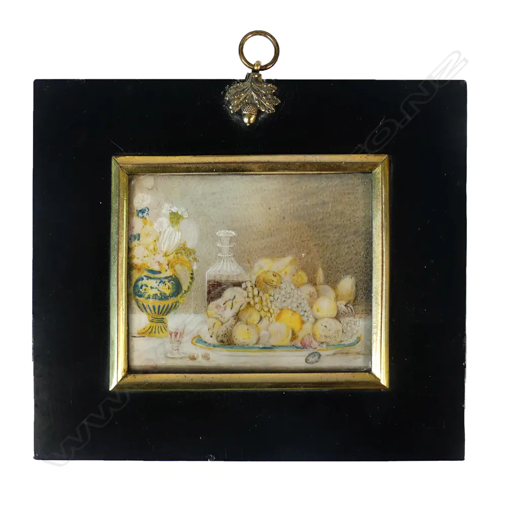 A George III rare still life portrait miniature on ivory Image 1++