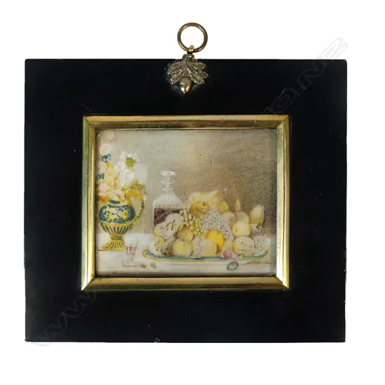 A George III rare still life portrait miniature on ivory