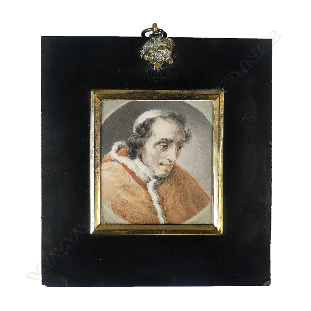 A George III Italian portrait miniature depicting Pope Pius 17th Image 1++