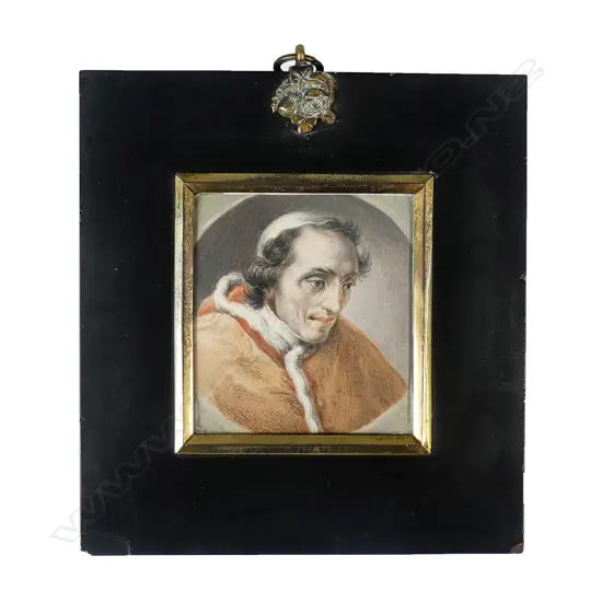 A George III Italian portrait miniature depicting Pope Pius 17th