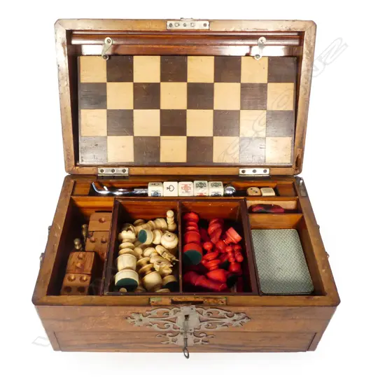 A Victorian walnut games compendium