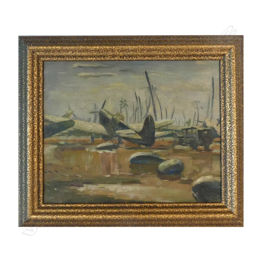 An oil painting of an RNZAF Kittyhawk Image 1++