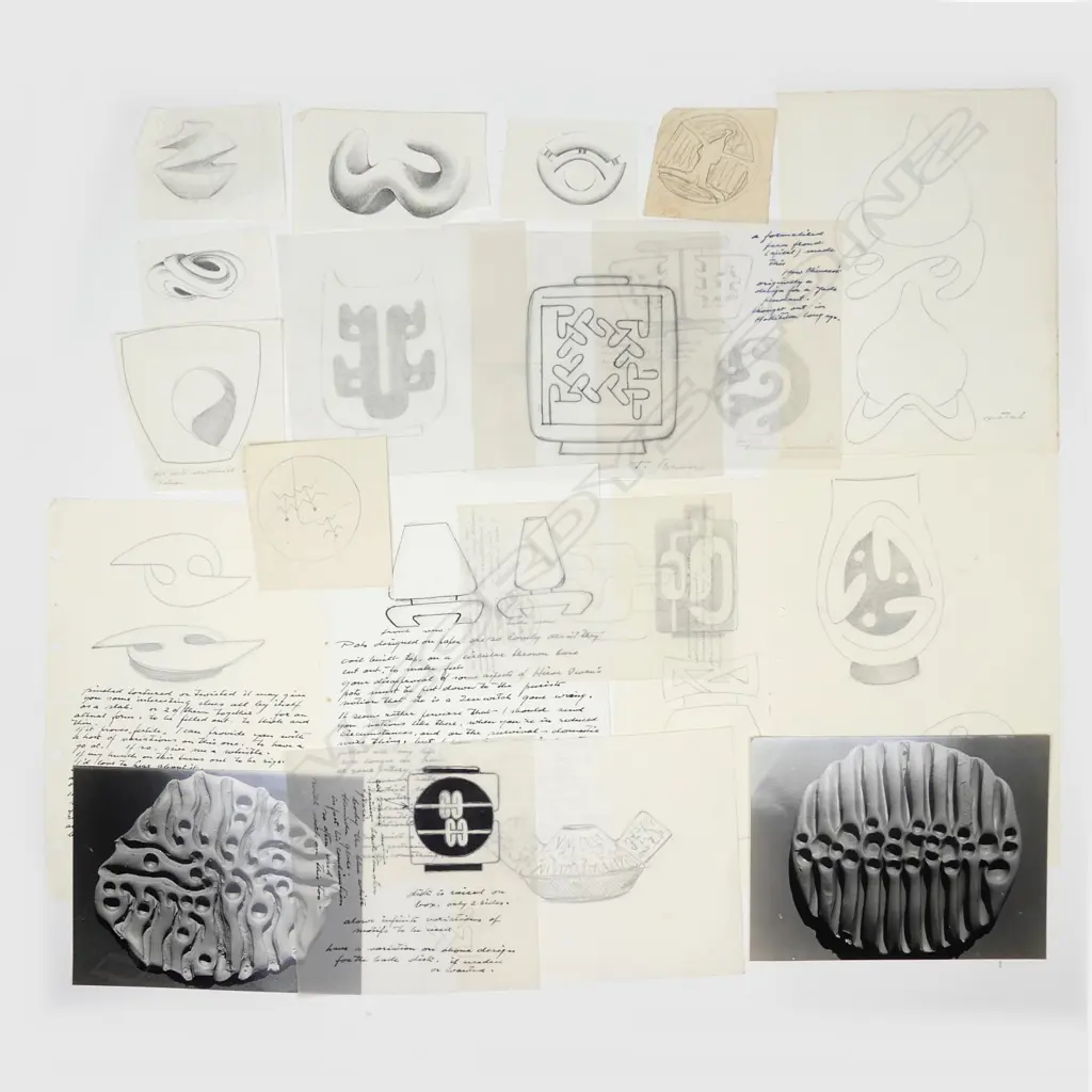A collection of Theo Schoon design material given to Len Castle Image 1++