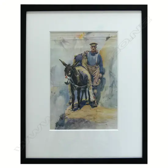 An original production lithograph of Private Simpson and his donkey at Gallipoli