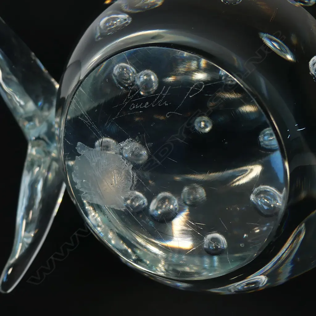LGE MURANO CLEAR GLASS SEAL WITH BALL SCULPTURE Image 1++