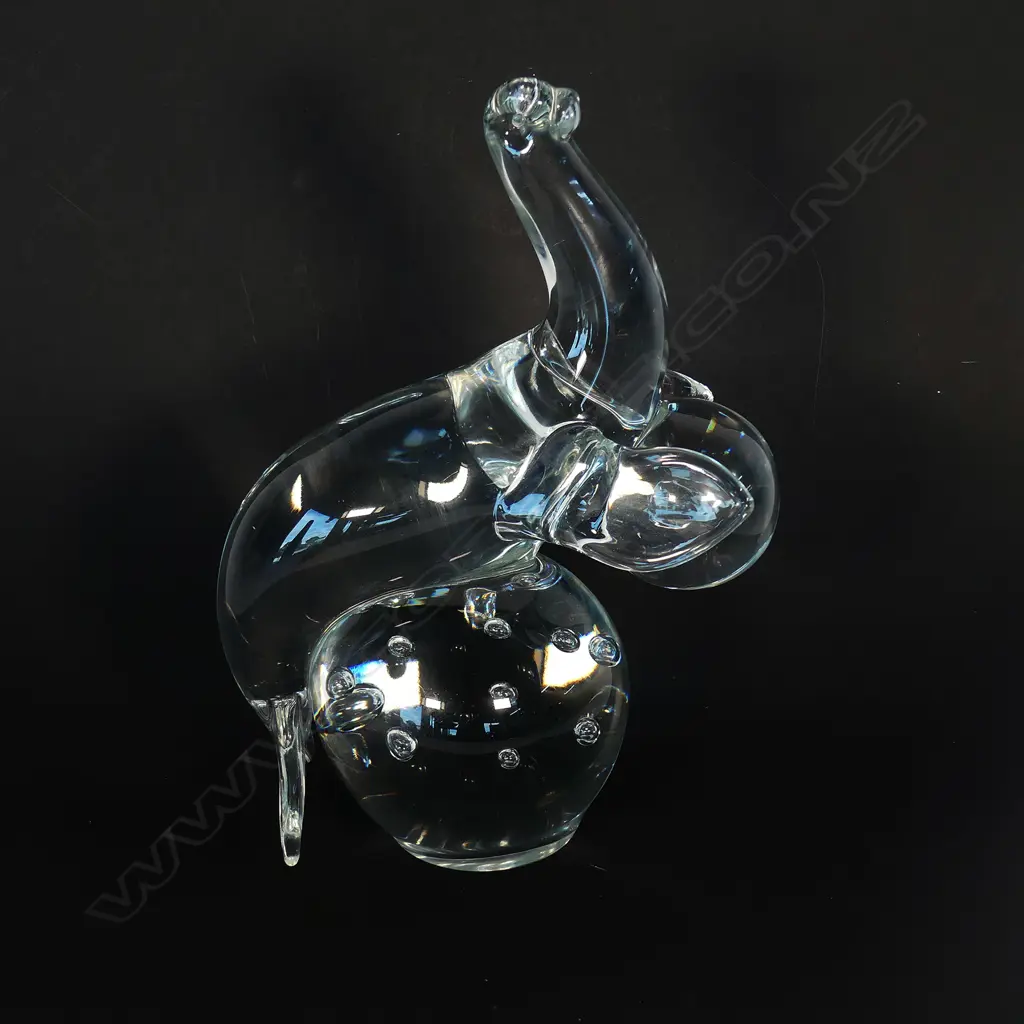 LGE MURANO CLEAR GLASS SEAL WITH BALL SCULPTURE Image 1++