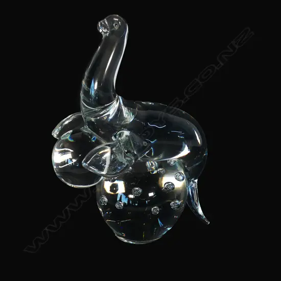 LGE MURANO CLEAR GLASS SEAL WITH BALL SCULPTURE