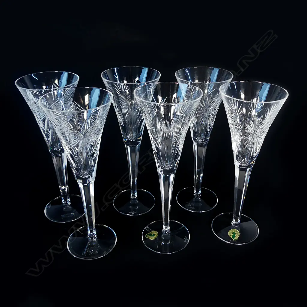 Six Waterford crystal champagne flutes Image 1++