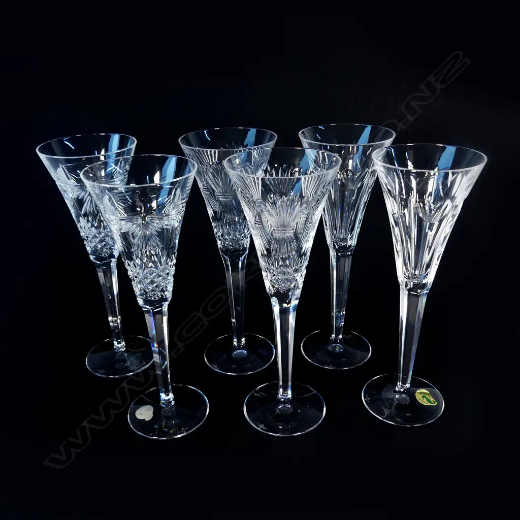 Six Waterford crystal champagne flutes Image 1++