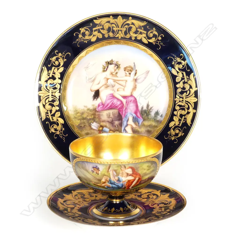 A 19thC Vienna porcelain trio Image 1++
