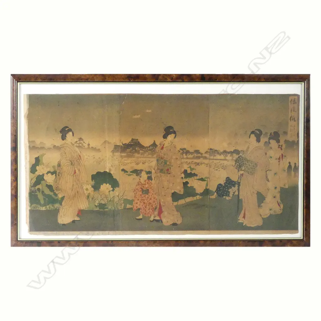 A mi-19thC Japanese ukiyo-e triptych Image 1++