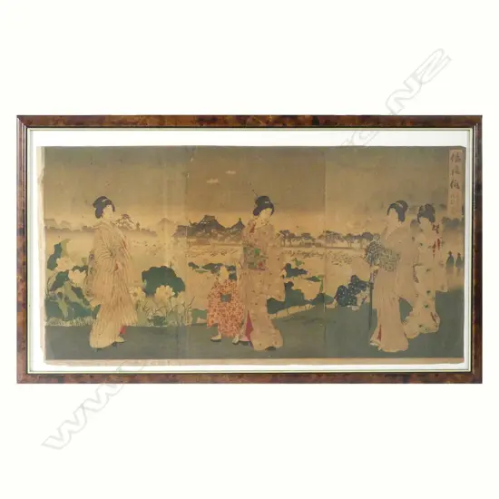 A mi-19thC Japanese ukiyo-e triptych