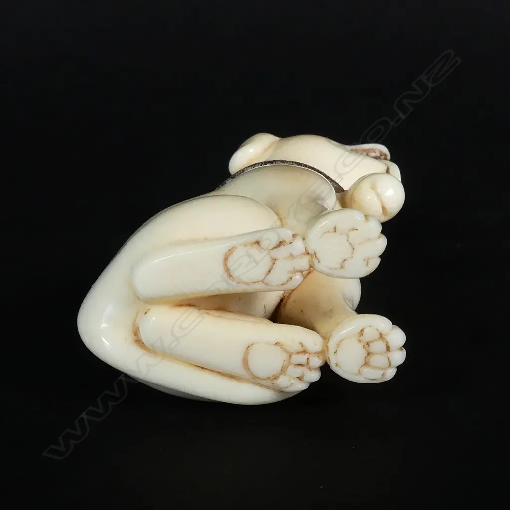 A Japanese Tokyo School ivory netsuke of a seated dog Image 1++