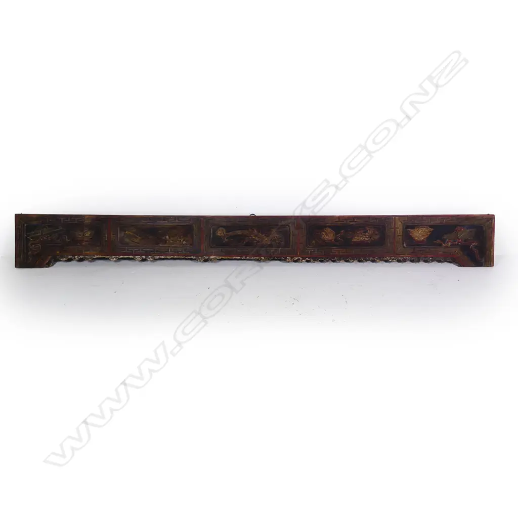 An old Chinese carved and painted lintel Image 1++