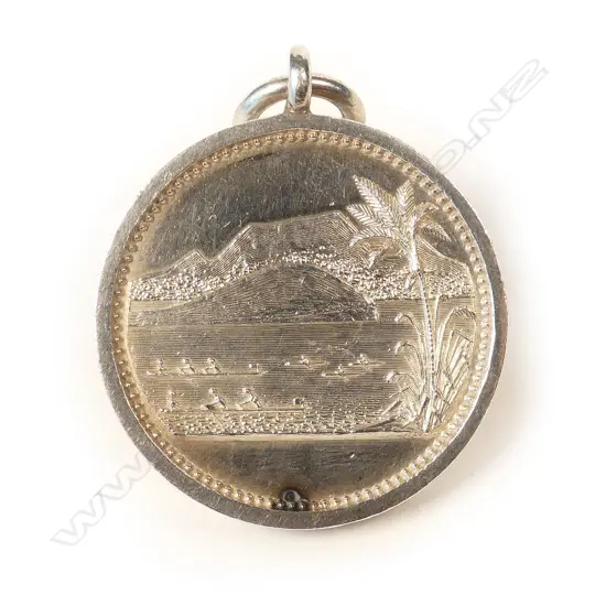 A 19thC Anton Teutenberg 1885 'Judge's Bay Amateur Regatta' silver medallion