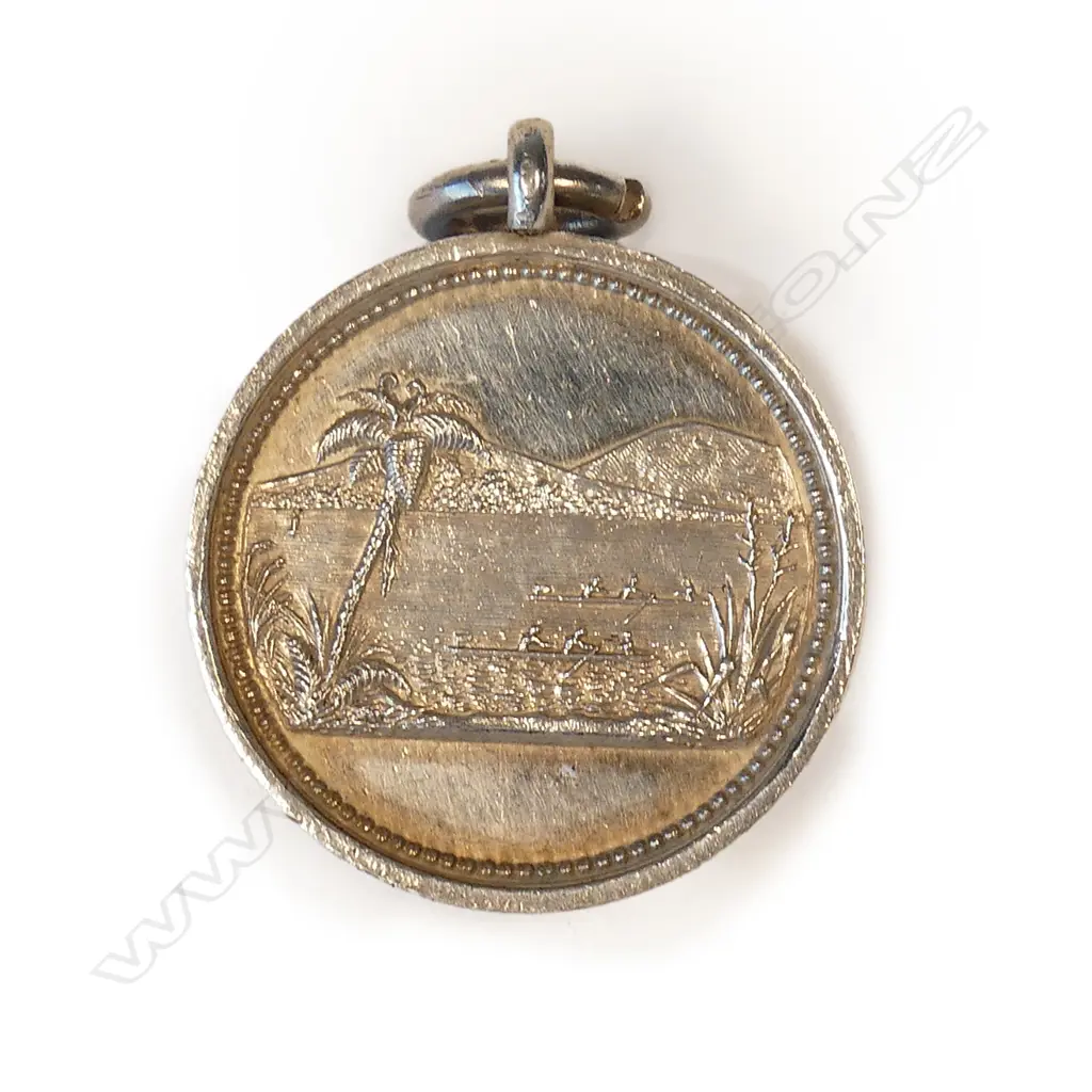 A 19thC Anton Teutenberg 1885 'Hobson's Bay Regatta' silver medallion Image 1++