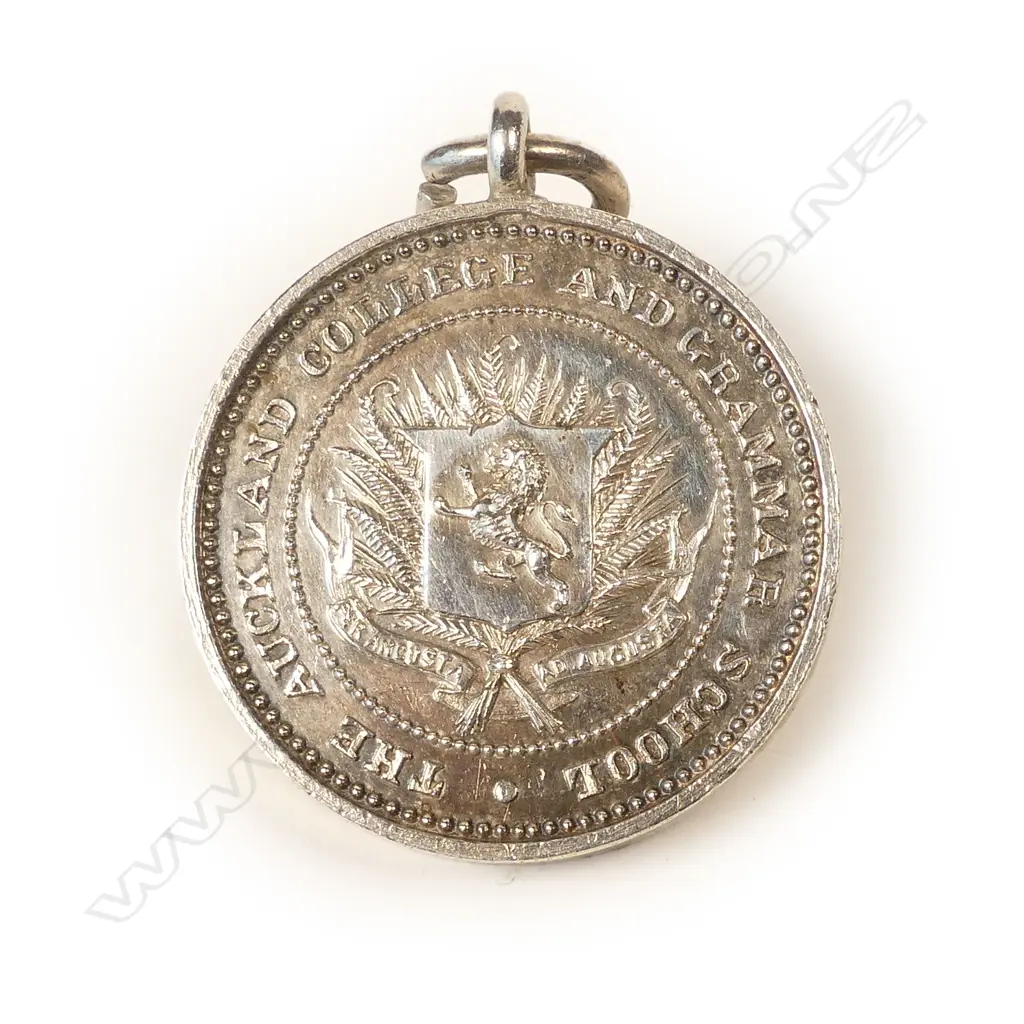 A 19thC Anton Teutenberg 1886 'The Auckland College and Grammar School' silver medallion Image 1++
