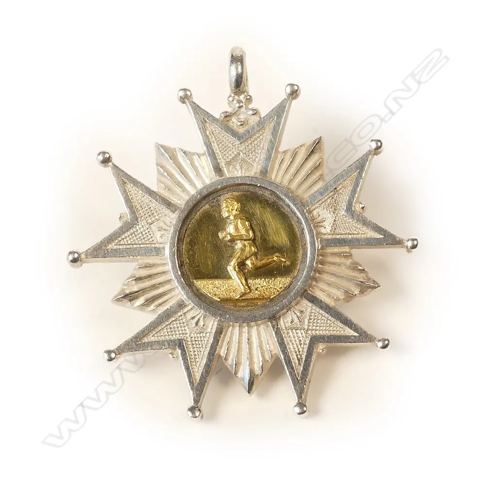 A 19thC Anton Teutenberg 1887 silver five point ball tipped star medallion Image 1++