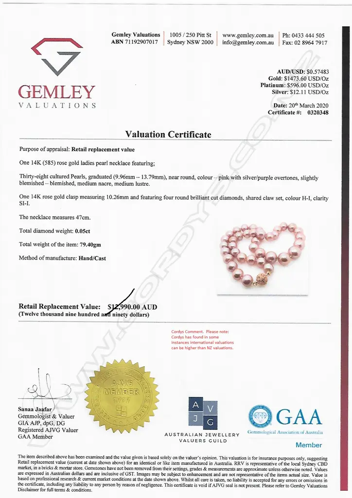 A cultured pearl necklace Image 1++