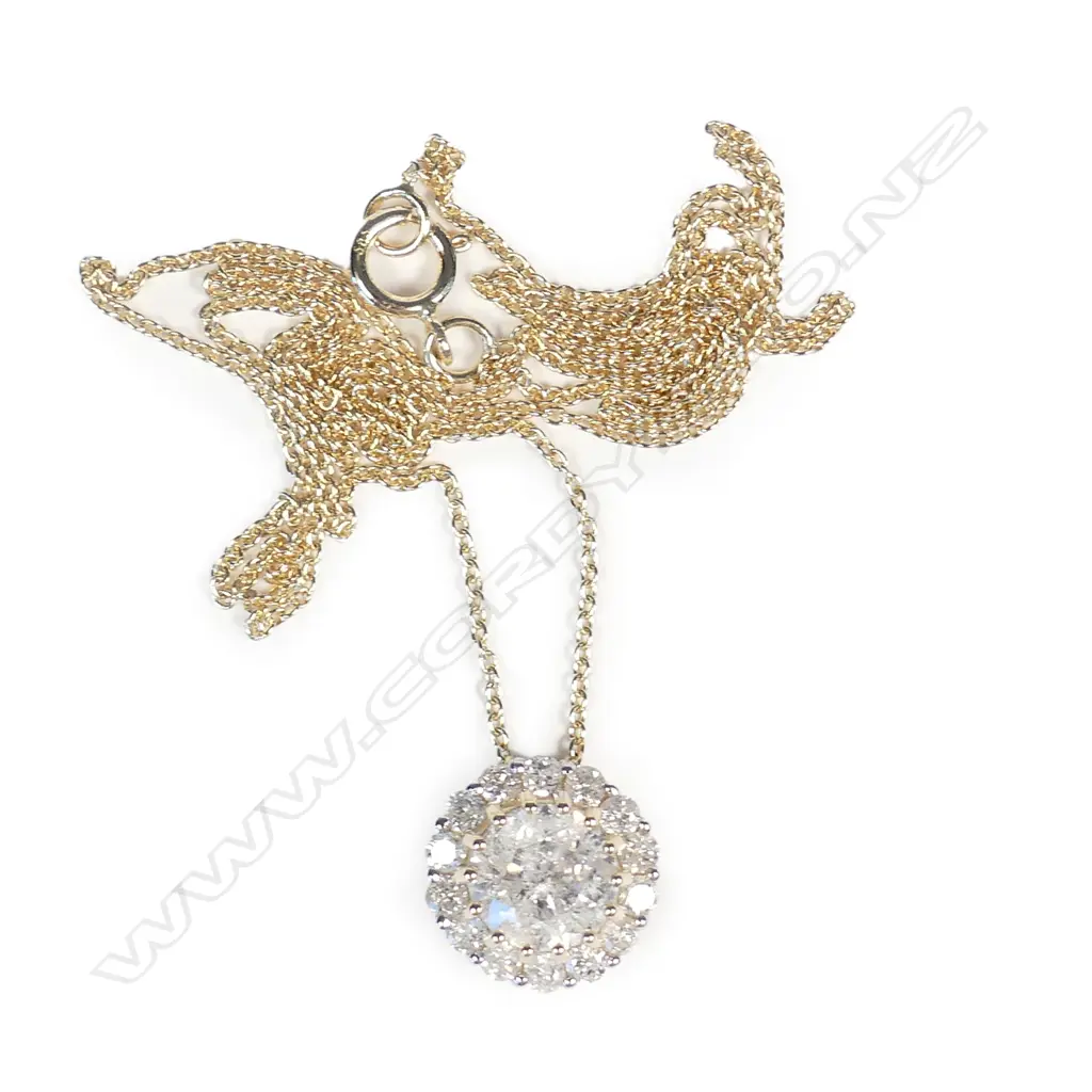 A 14ct gold and diamond pendant slider Image 1++
