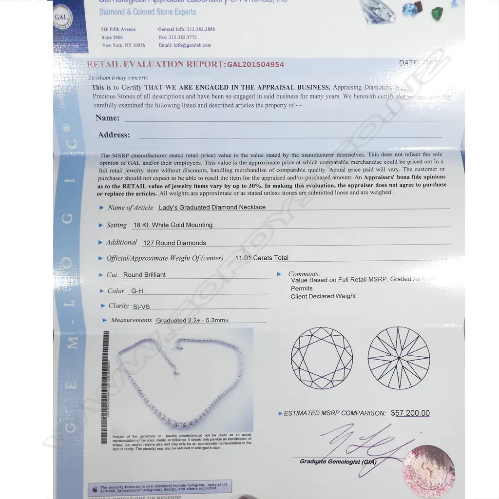 An impressive 18ct. white gold and graduated diamond set necklace Image 1++