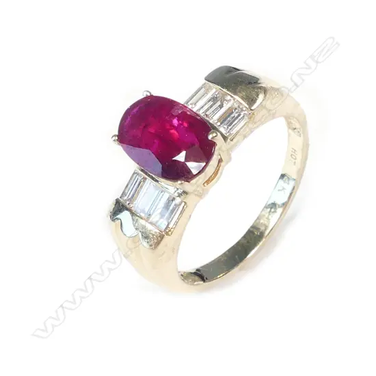 A 14ct gold ruby and diamond ring