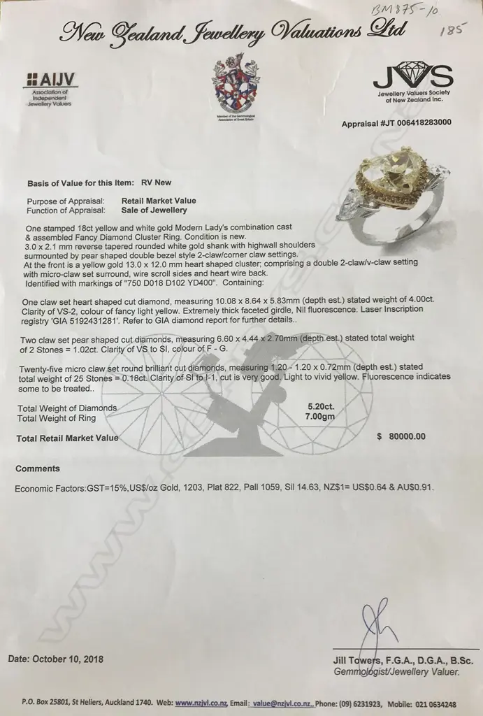 An impressive 18ct. white gold yellow and white diamond ring Image 1++