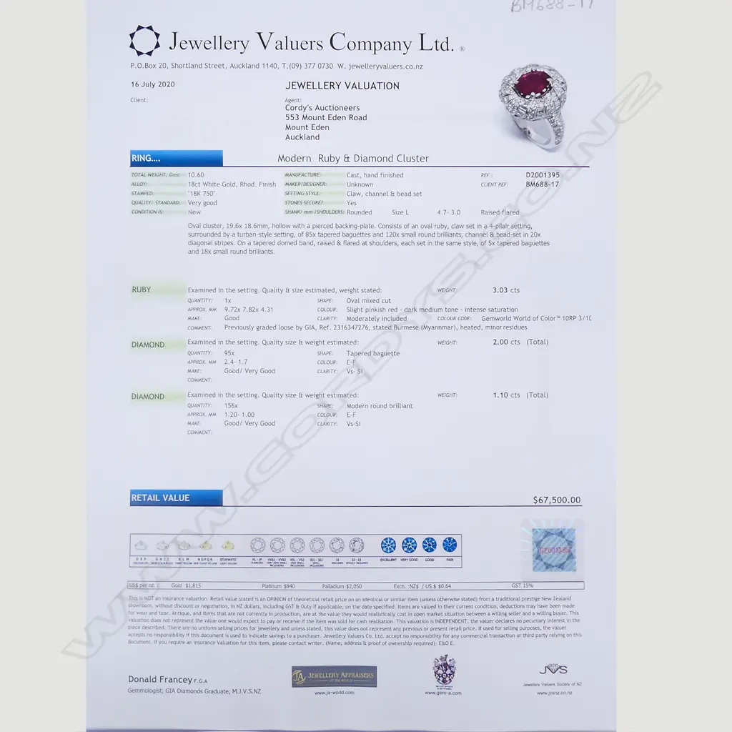 A vibrant 18ct white gold ruby and diamond dress ring Image 1++