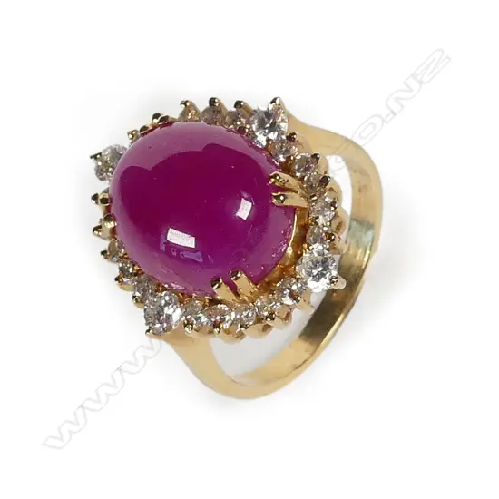 An impressive 18ct rose gold ruby and diamond ring