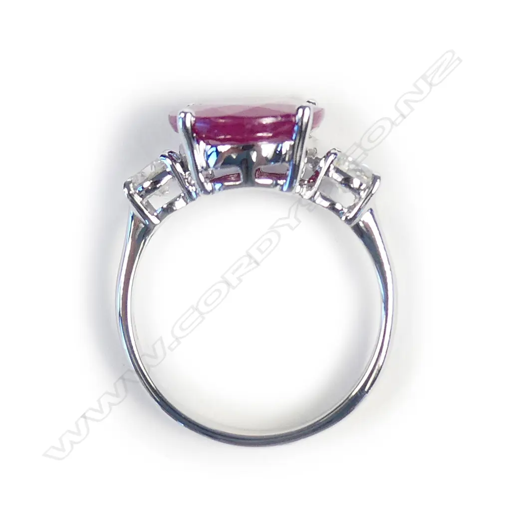 A 14ct white gold ruby and diamond ring Image 1++