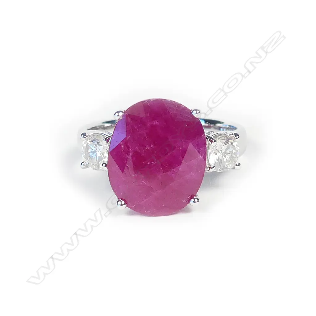 A 14ct white gold ruby and diamond ring Image 1++