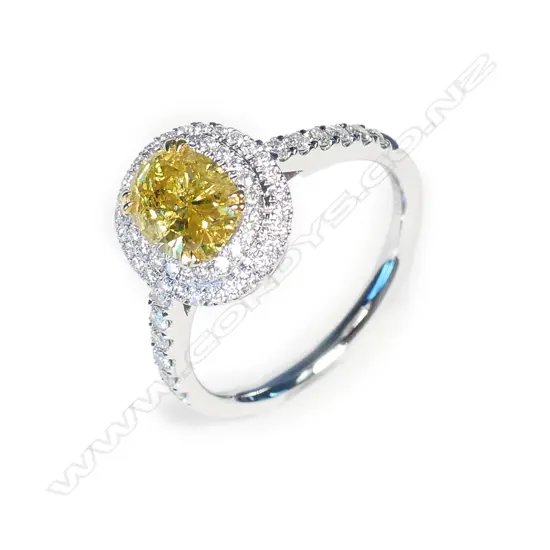 A platinum and diamond double halo ring