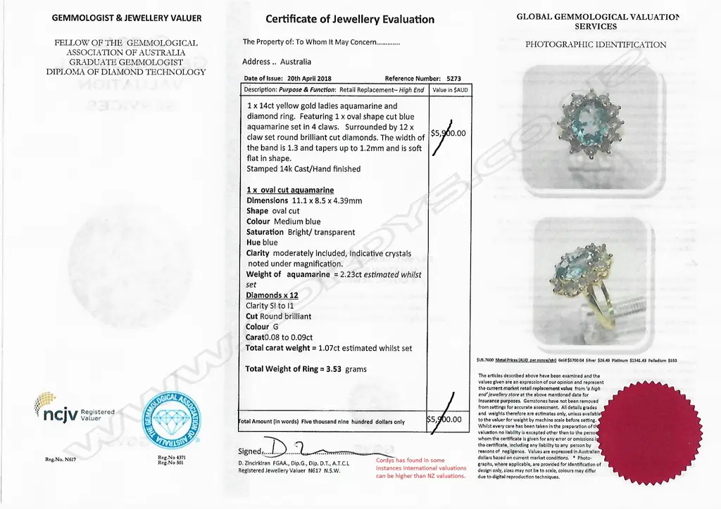 A 14ct gold aquamarine and diamond ring Image 1++
