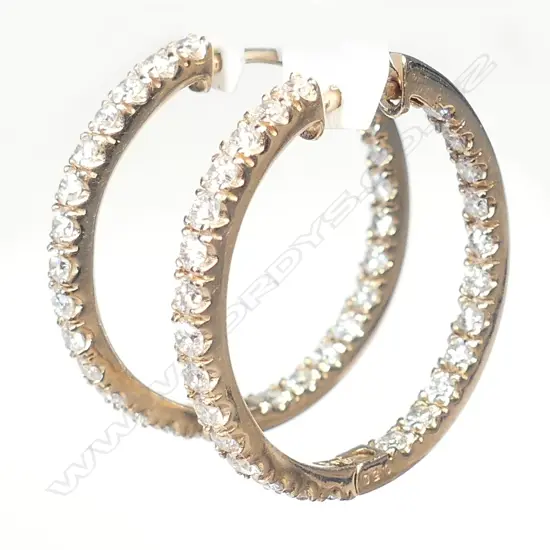 A pair of 18ct rose gold diamond hoop earrings