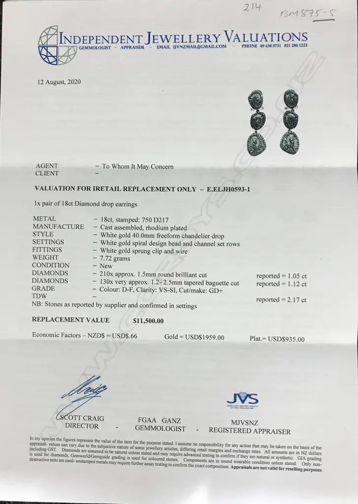 A pair of modern 18ct. white gold and diamond retro stylised triple chandelier drop earrings Image 1++