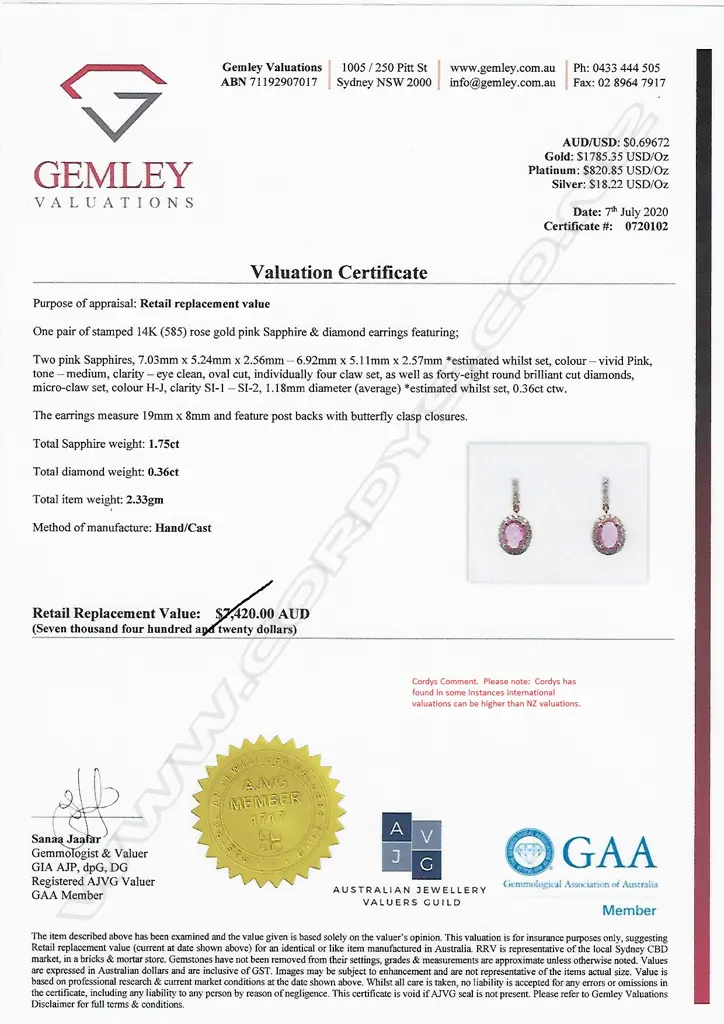 A pair of 14ct rose gold pink sapphire and diamond halo earrings Image 1++