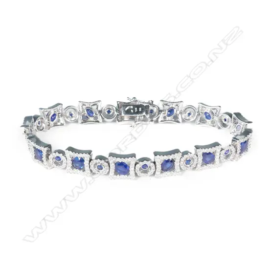 A stylish 14ct white gold diamond and sapphire bracelet