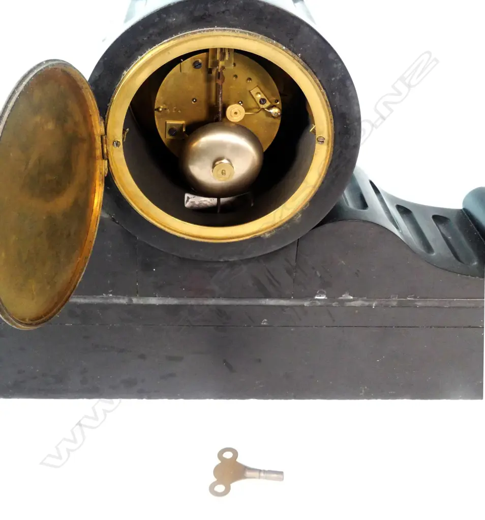 A large Victorian black marble clock Image 1++