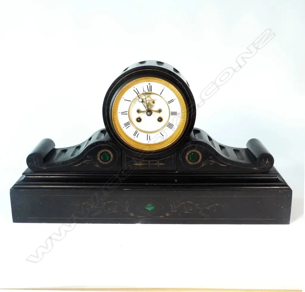 A large Victorian black marble clock Image 1++