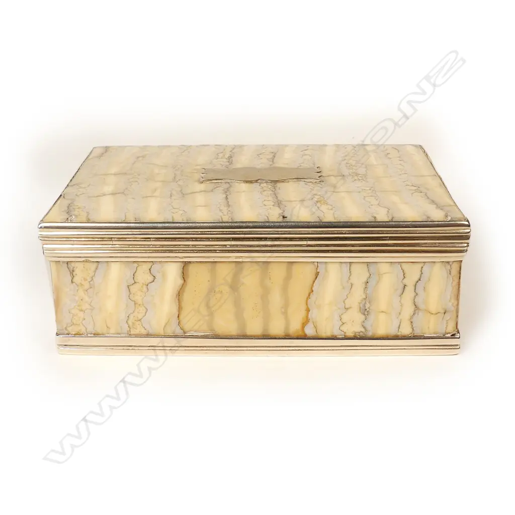 A rare elephant's tooth and silver table snuff box Image 1++