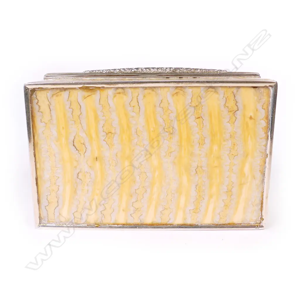 A rare elephant's tooth and silver table snuff box Image 1++