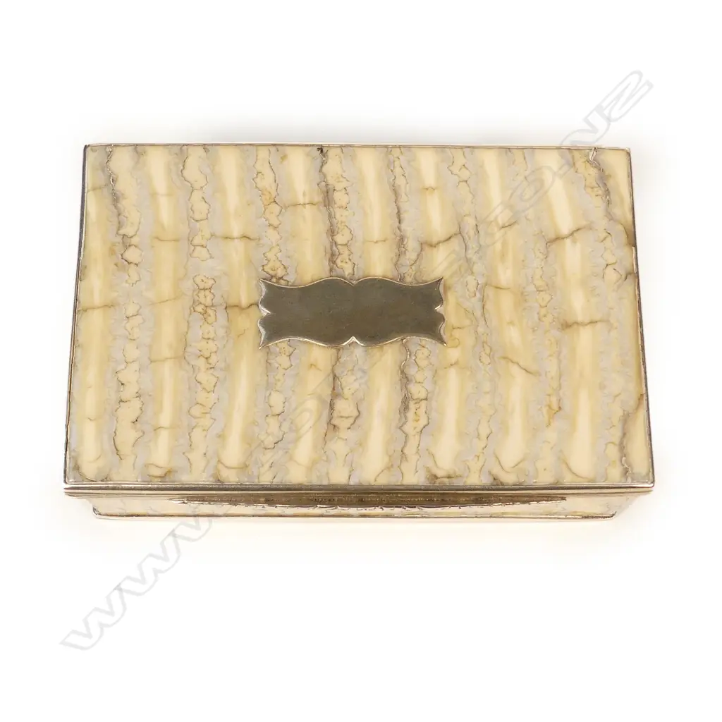 A rare elephant's tooth and silver table snuff box Image 1++