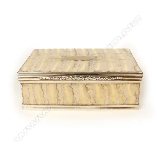 A rare elephant's tooth and silver table snuff box