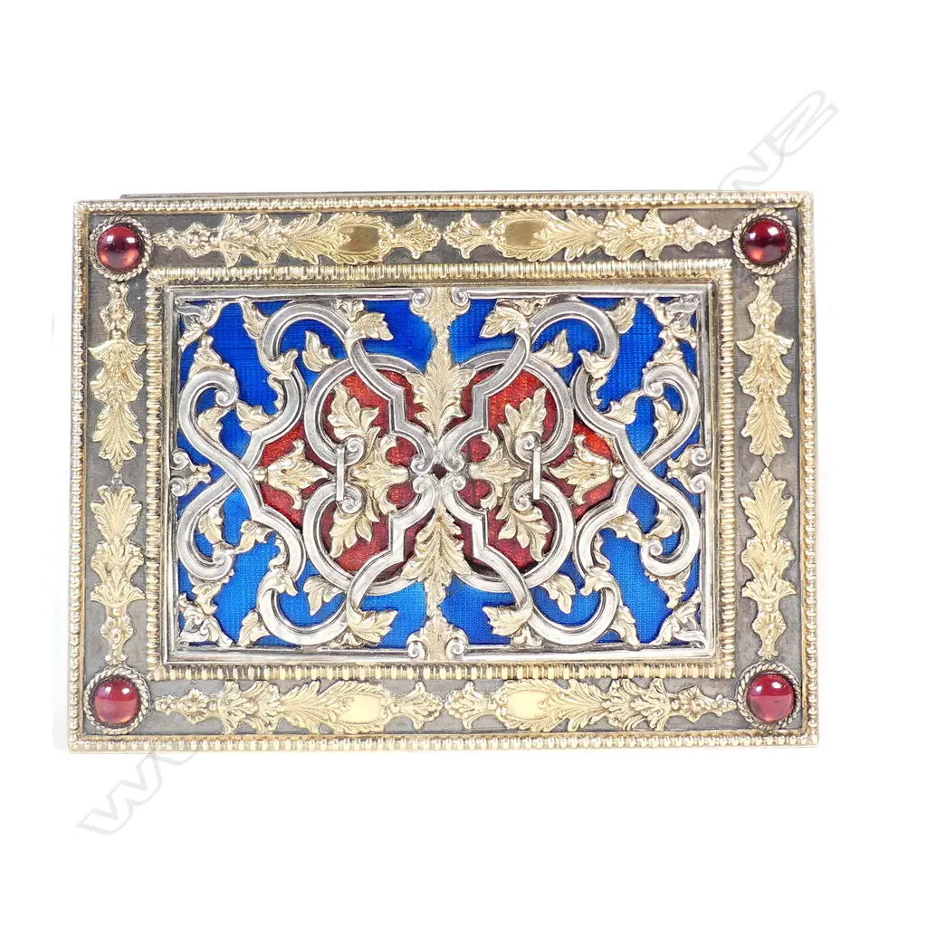 A spectacular 18ct gold and enamel embellished .800 silver box Image 1++