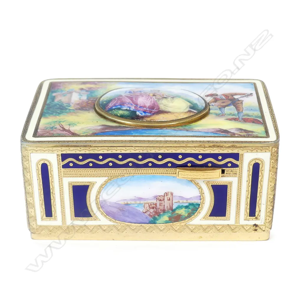 A German gilt-metal and enamelled singing-bird box attributed to Karl Griesbaum Image 1++