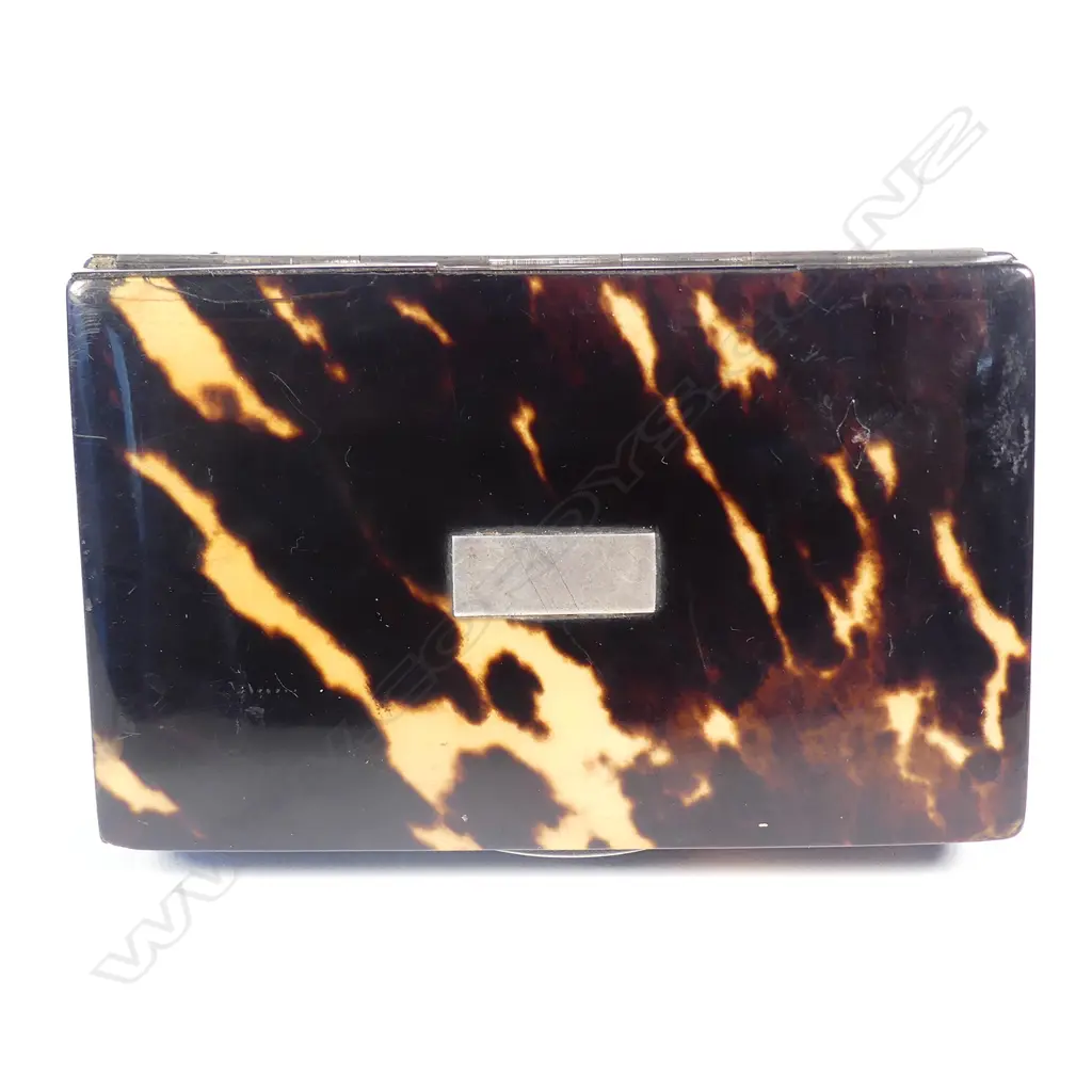 A tortoiseshell Masonic miniature Swiss cylinder music box Image 1++