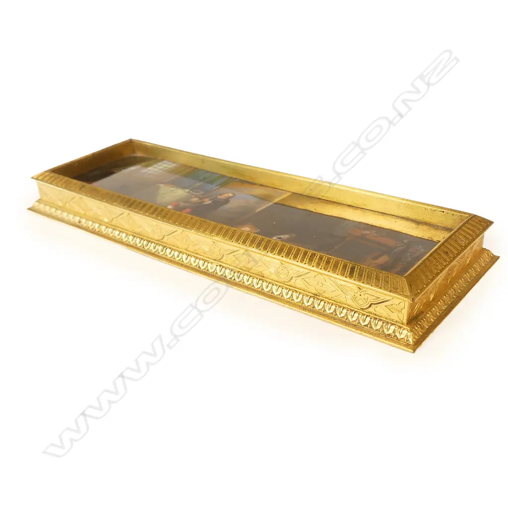 A finely painted Berlin porcelain ormolu framed paperweight Image 1++